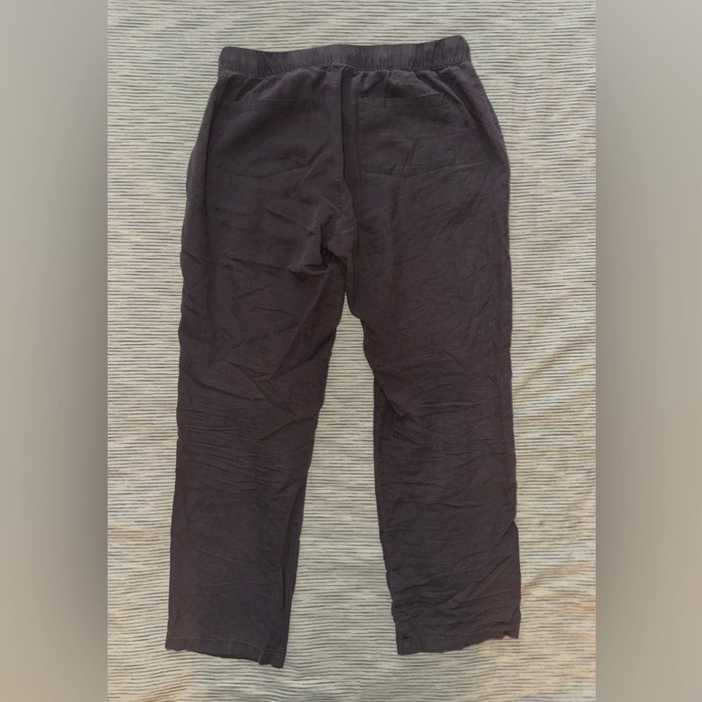 MAGASCHONI Men's Dark Gray Linen Chinos